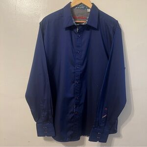 Robert Graham Navy Dress Shirt Classic Fit 2XL